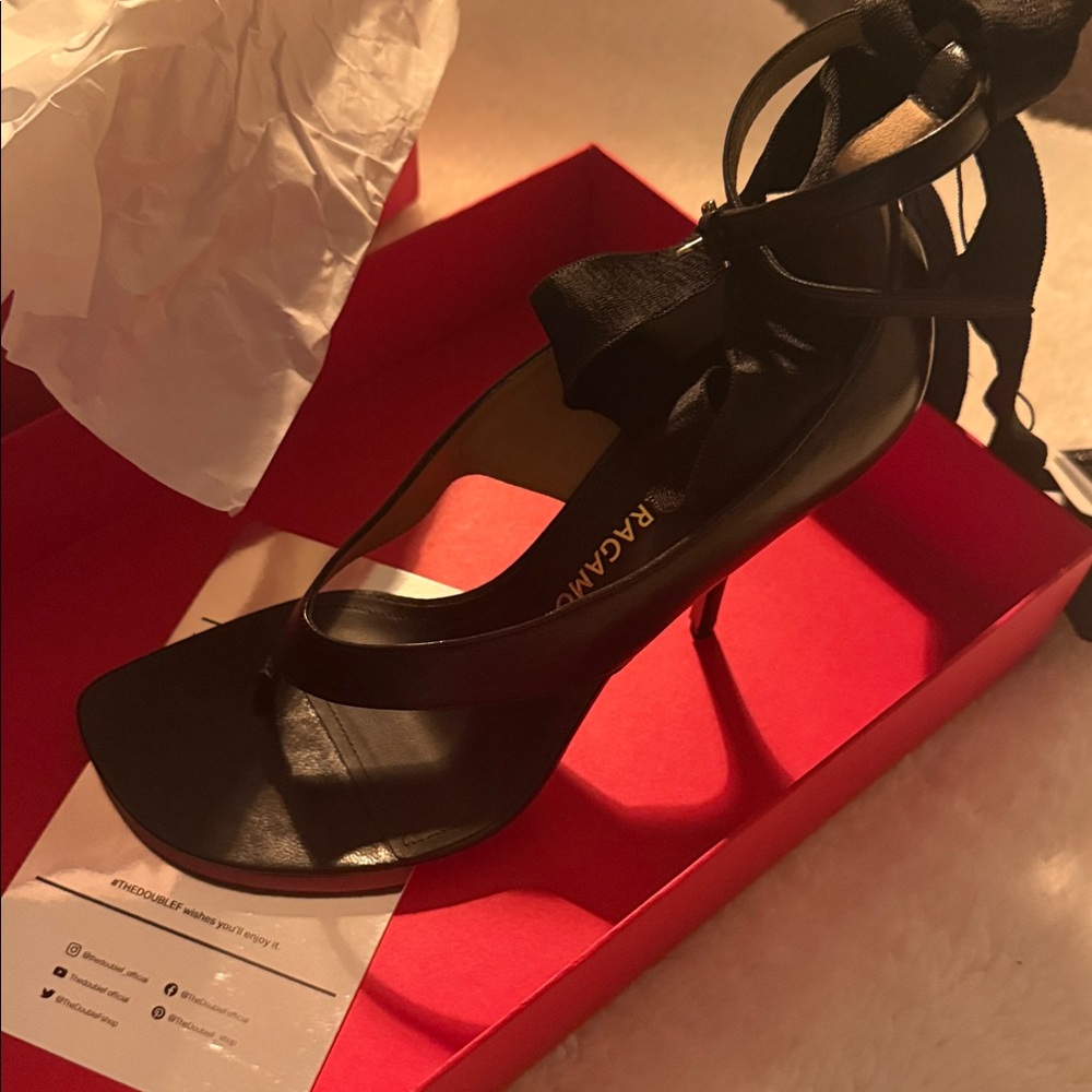 Salvatore Ferragamo Black High Heel Sandals - Picture 6 of 8